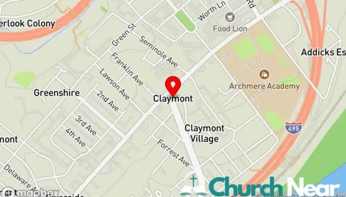 map of Agape Life Family Worship Center Church in Claymont