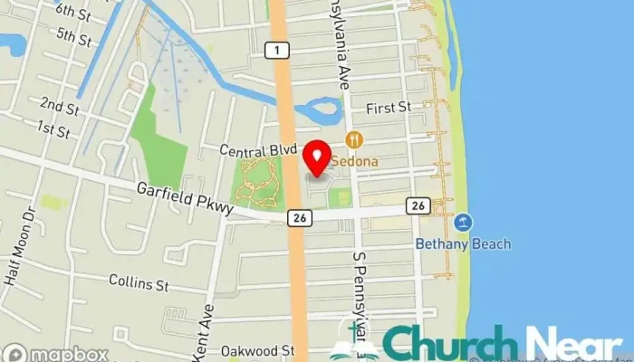 map of Bethany Beach Center Conference center, Church in Bethany Beach