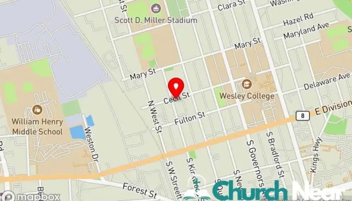 map of Bible Way Temple Church of God in Christ Church in Dover