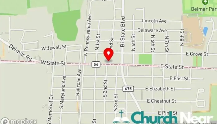 map of Delmarva Christian Center Church in Delmar