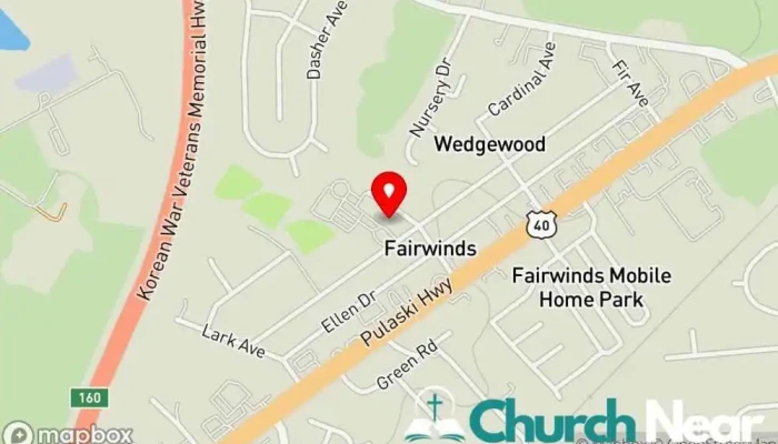 map of Fairwinds Baptist Church Baptist church in Bear