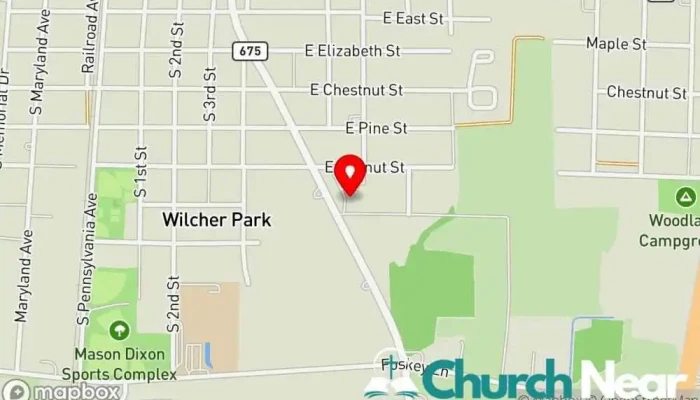 map of First Baptist Church Delmar Baptist church in Delmar