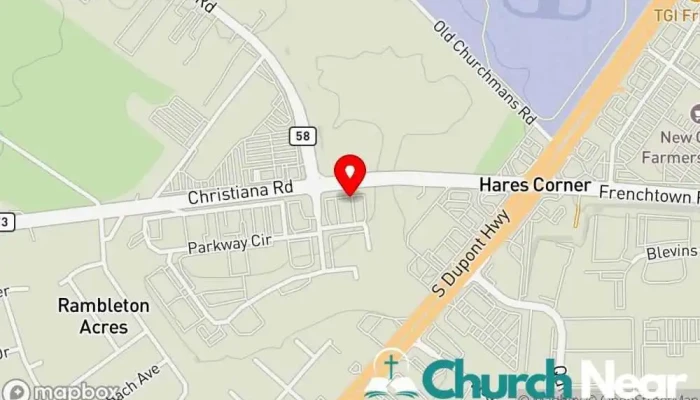 map of Grace Community Church Delaware Christian church, Church, Non-denominational church, Reformed church in New Castle