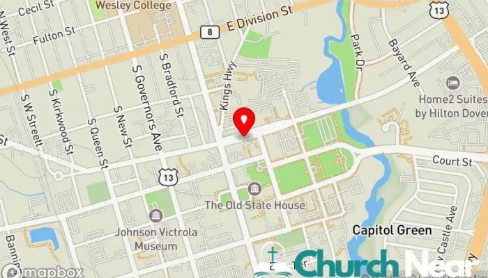 map of JFB Gospel Church Ministries International Delaware USA Church in Dover