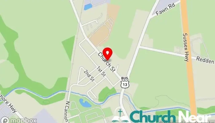 map of Mt Calvary Methodist Church Methodist church in Bridgeville