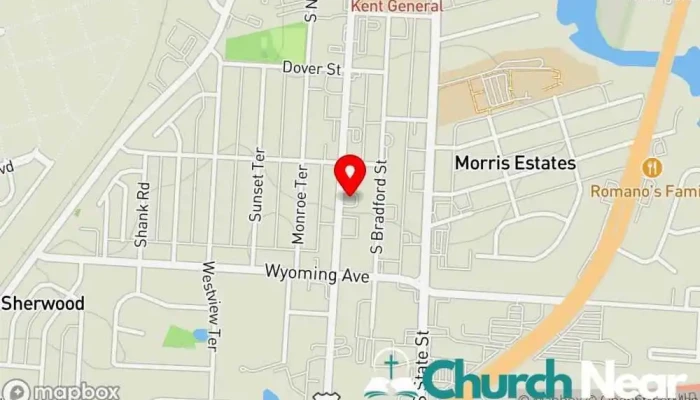 map of New Harvest Baptist Church Baptist church, Church in Dover