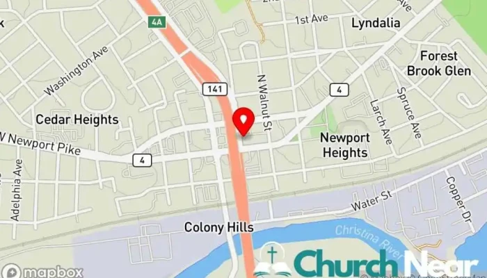 map of Peniel United Methodist Church Methodist church, Church in Newport