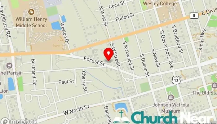 map of Salvation Army Church in Dover