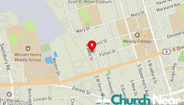 map of Solid Rock Baptist Baptist church in Dover