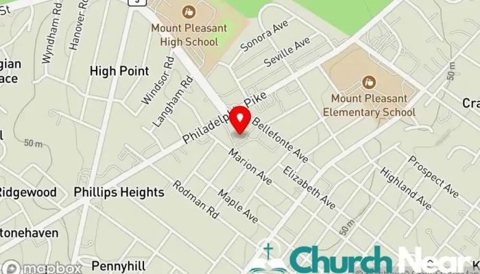map of St. Helena Roman Catholic Church Catholic church in Wilmington