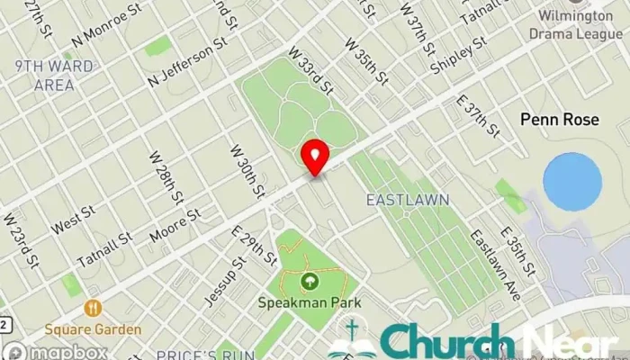 map of St Paul Uame Church Church, Methodist church in Wilmington