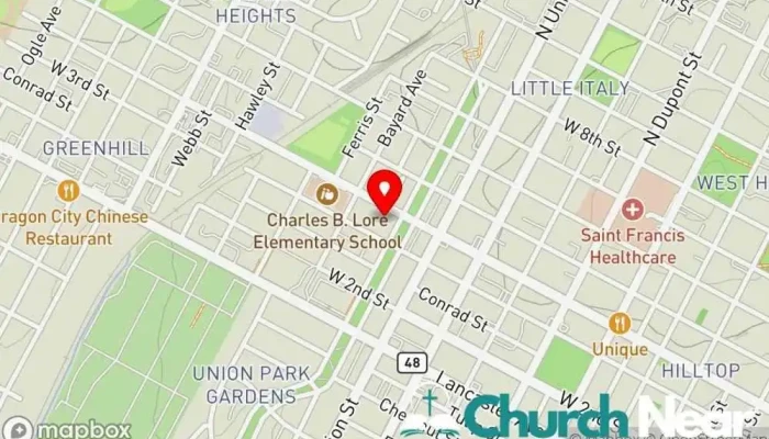 map of St. Thomas the Apostle Catholic Church Catholic church in Wilmington