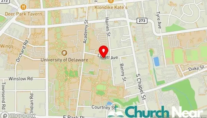 map of The Newman Center at the St. Thomas More Oratory Catholic church, Religious organization in Newark