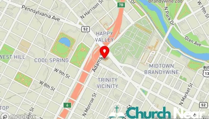 map of Trinity Episcopal Parish Episcopal church in Wilmington