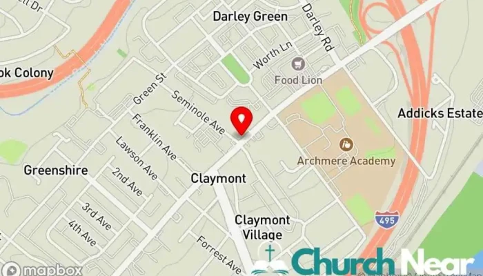 map of Triumphant Church in Claymont